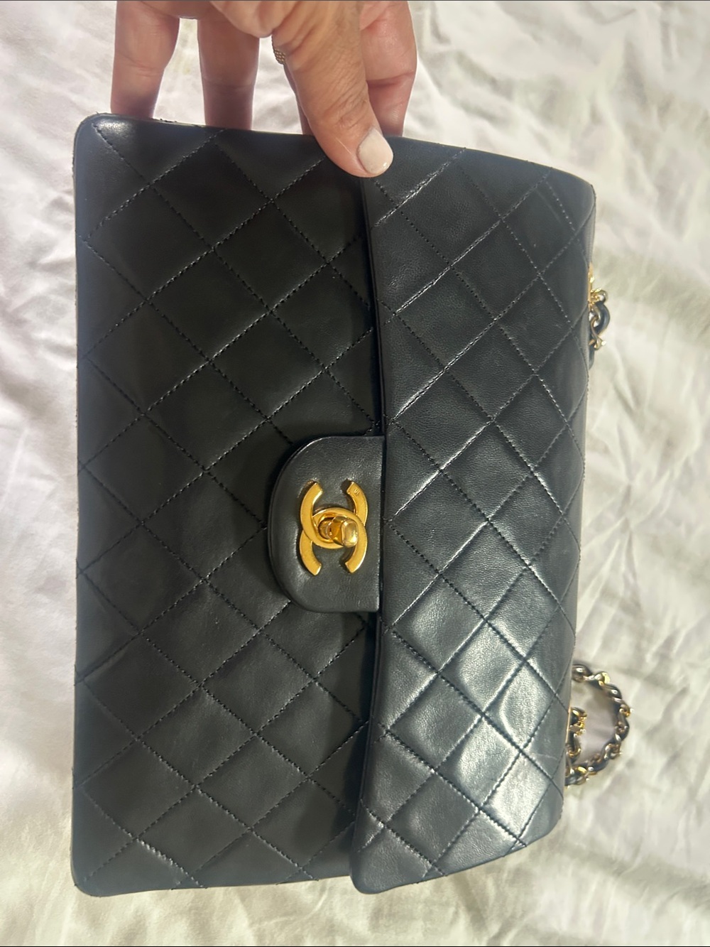 CHANEL Black Quilted Lambskin Classic Flap Bag with Gold Hardware - Picture 14 of 15